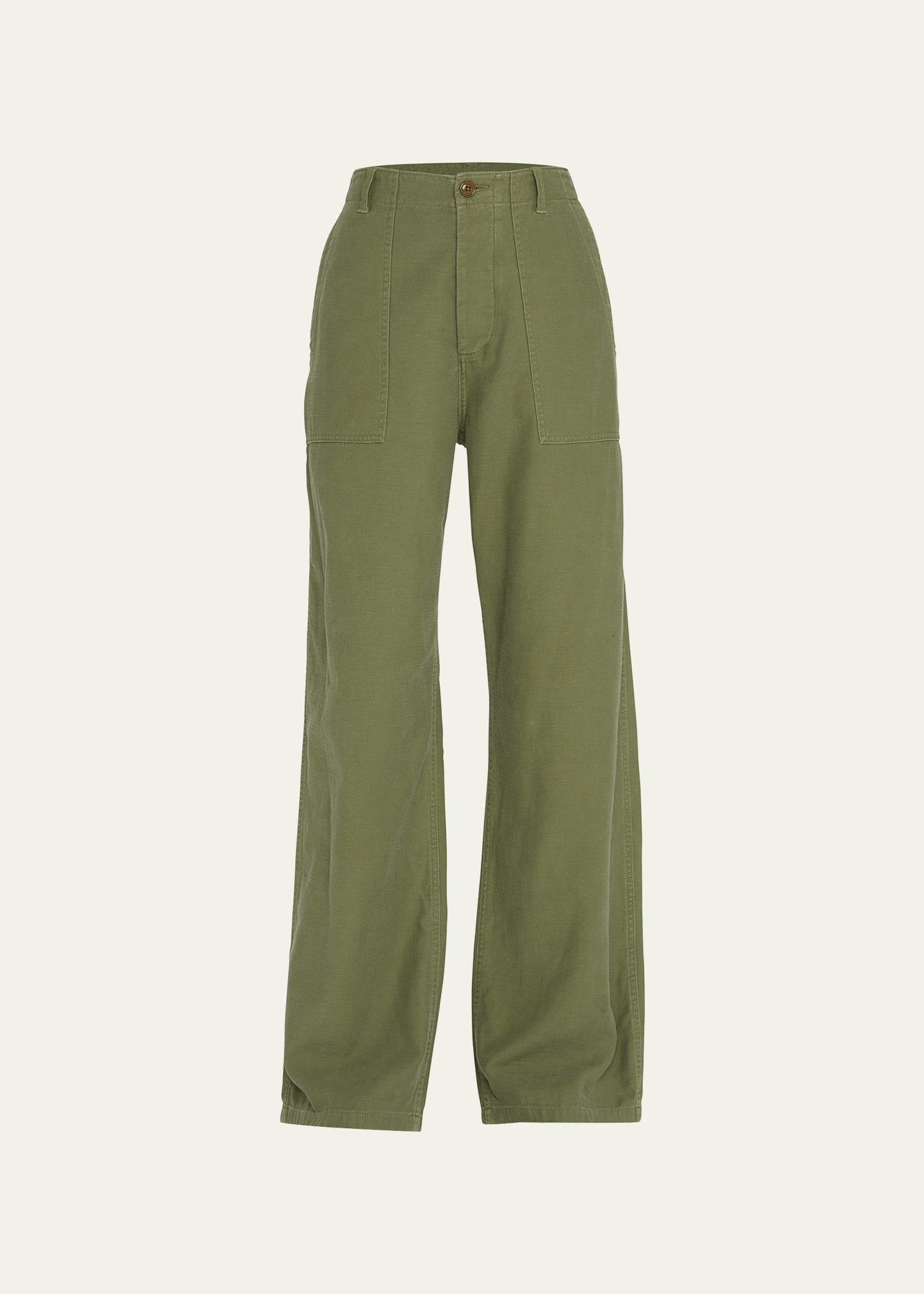 Womens Cotton Wide-Leg Cargo Pants Product Image