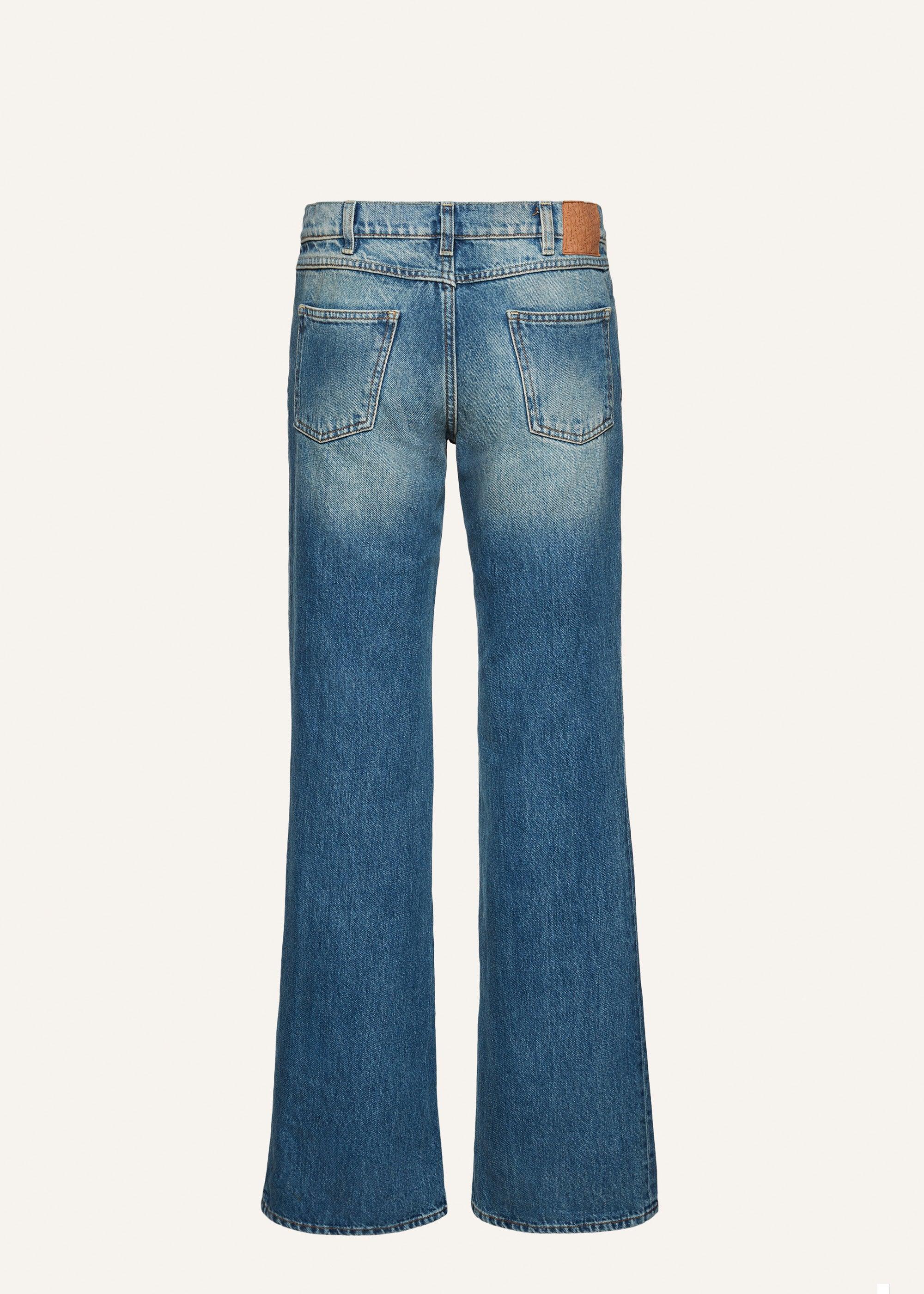 Low-rise flare denim pants in washed blue Product Image