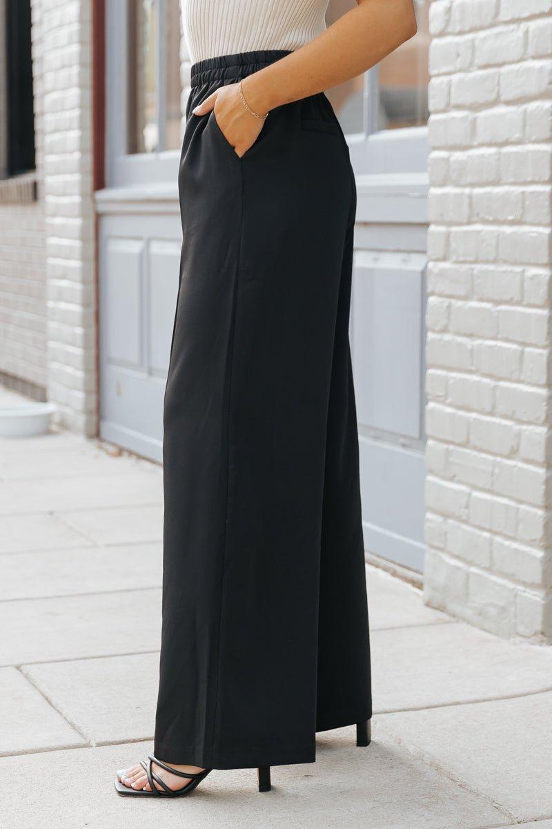 Black Front Seam Wide Leg Pants - FINAL SALE Product Image