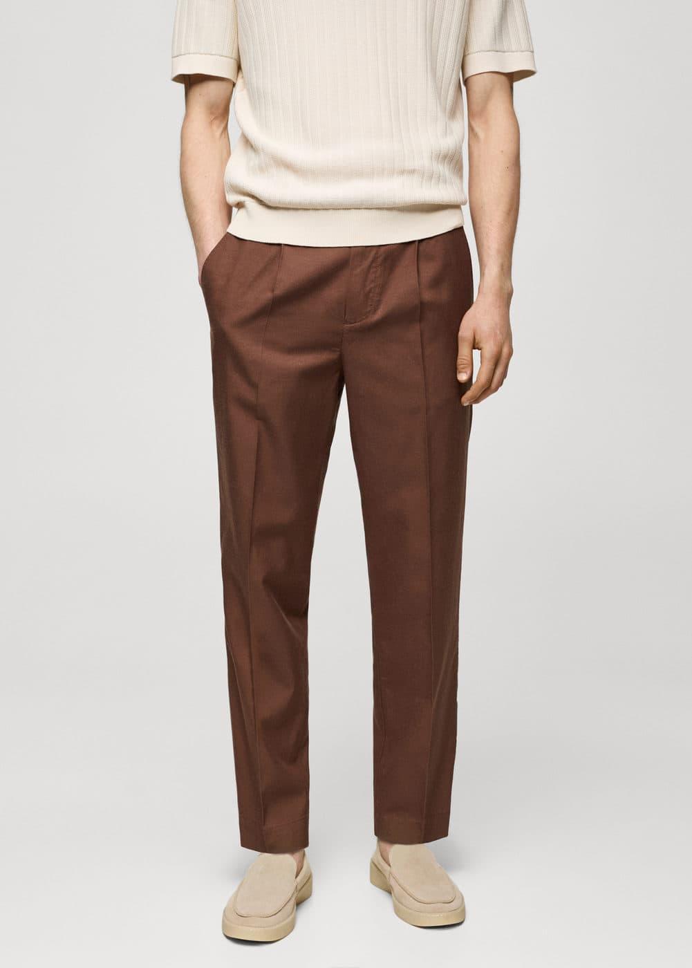 Mango Mens Cotton Lyocell Pleated Pants Product Image