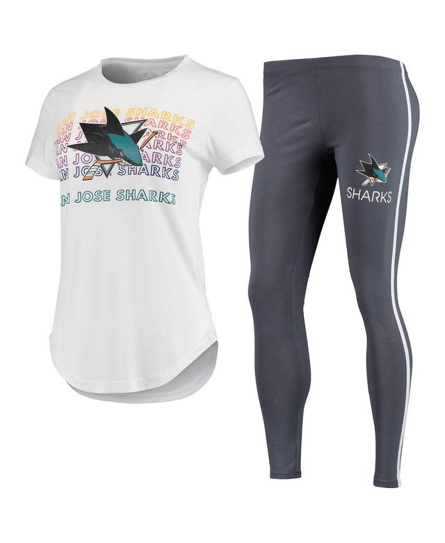 Womens Concepts Sport White/Charcoal San Jose Sharks Sonata T-Shirt & Leggings Set Product Image