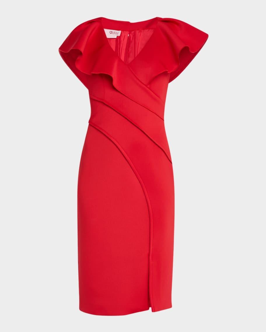 Ruffle Pintuck Bodycon Dress Product Image