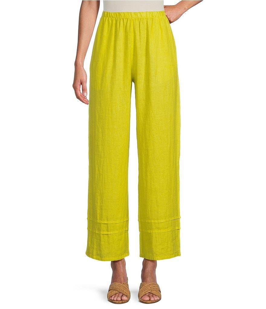 Bryn Walker Light Linen Wide-Leg Pintuck Detail Coordinating Pull-On Ankle Pants Product Image