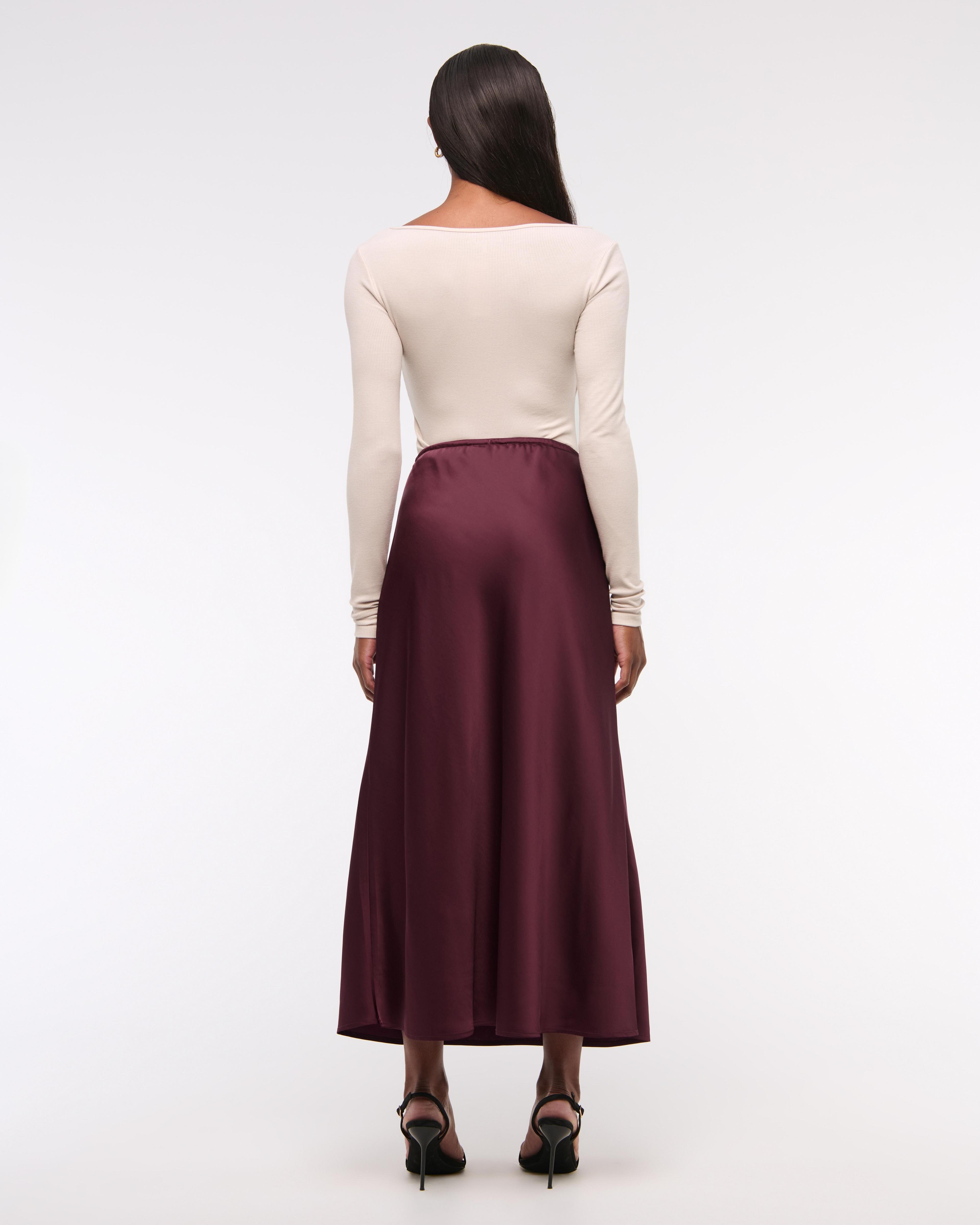 Mid Rise Satin Maxi Skirt Product Image