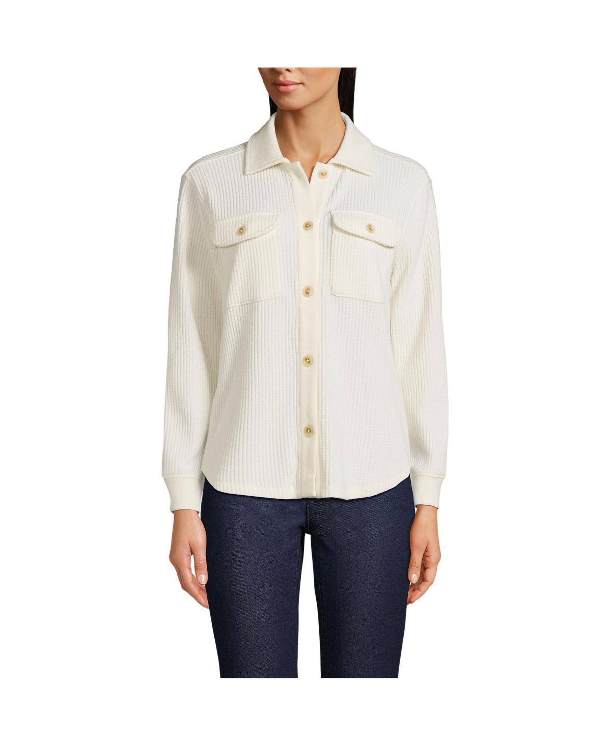 Lands End Womens Waffle Relaxed Long Sleeve Shirt Jacket Product Image