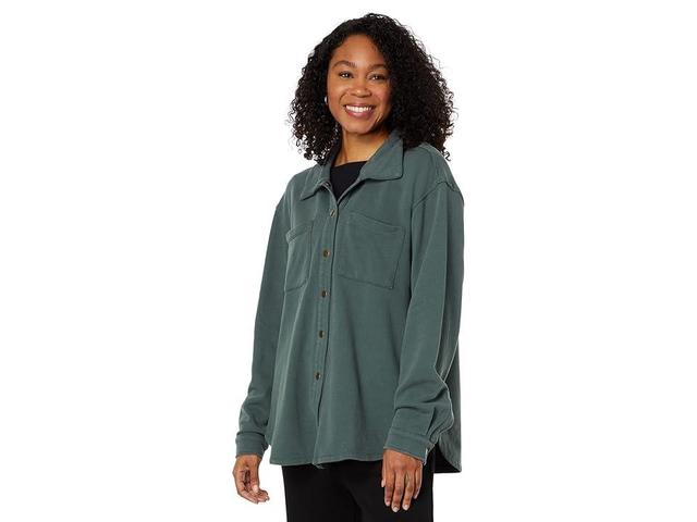 Mod-o-doc French Terry Long Sleeve Button-Down Shacket (Remote ) Women's Clothing Product Image