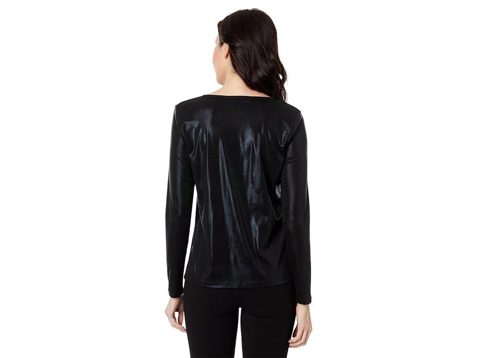 Elliott Lauren Glimmer Knit Long Sleeve Shimmer Top (Lead) Women's Clothing Product Image