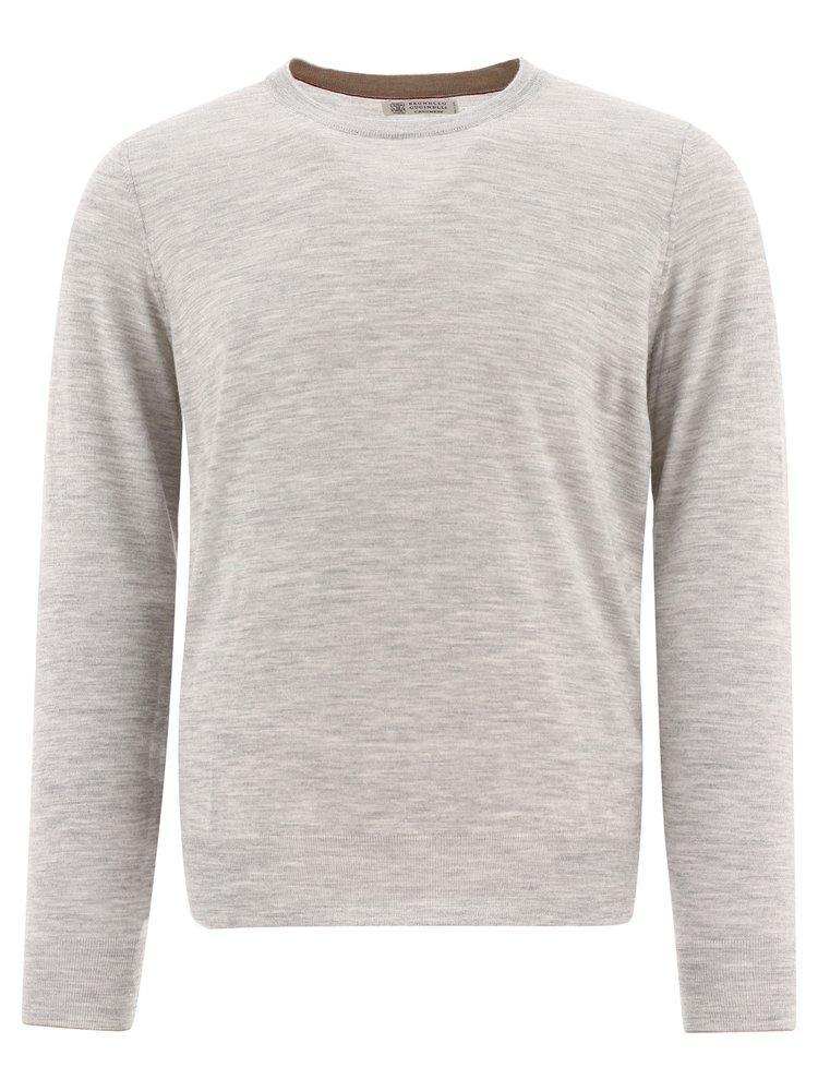 Crewneck Knitted Sweater In Grey Product Image