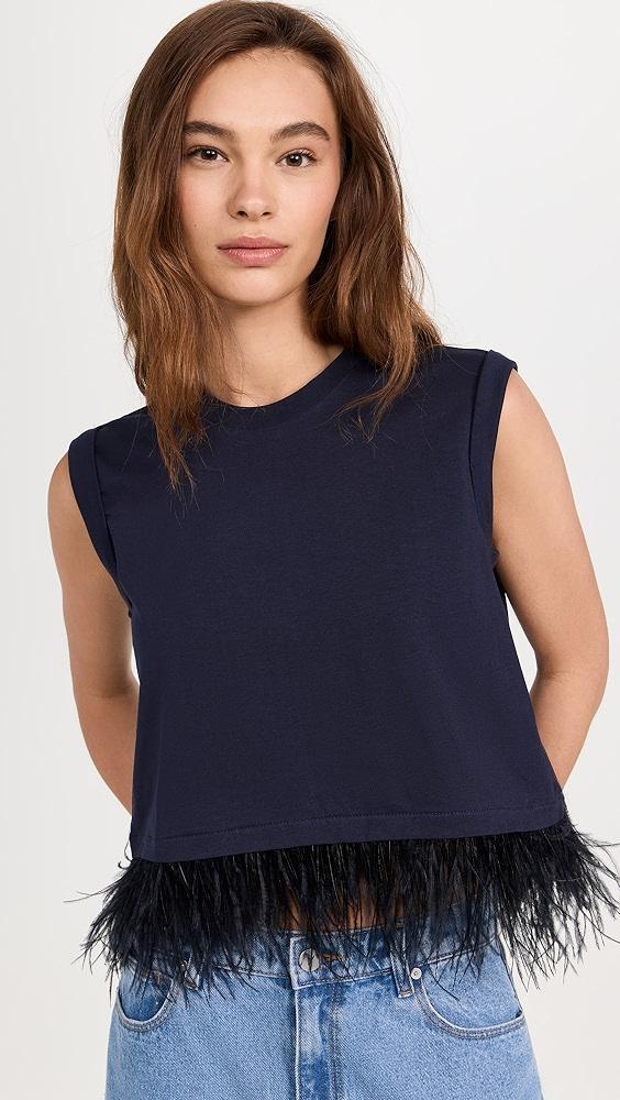 Cinq à Sept Cropped Feather Tee | Shopbop Product Image