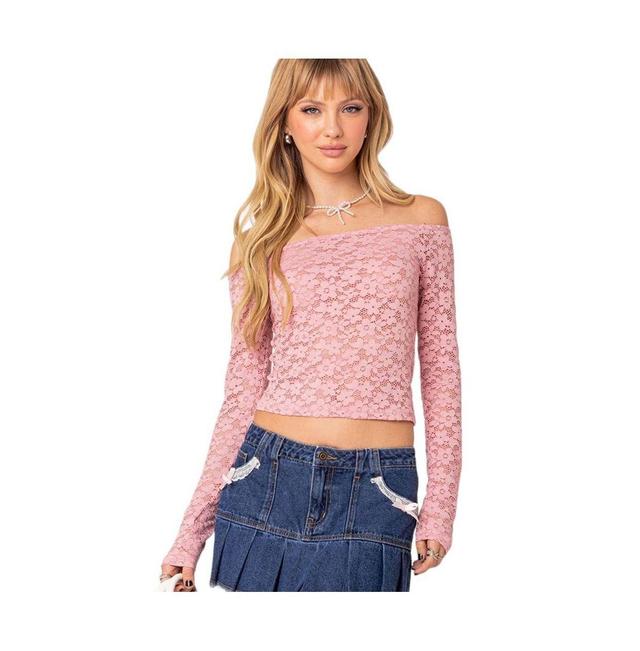 EDIKTED Carolina Lace Off the Shoulder Top Product Image