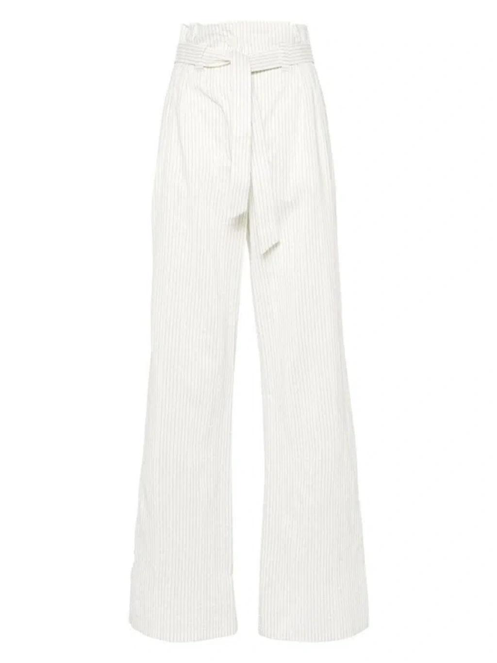 Women's Cotton And Silk Blend Trousers In White product image