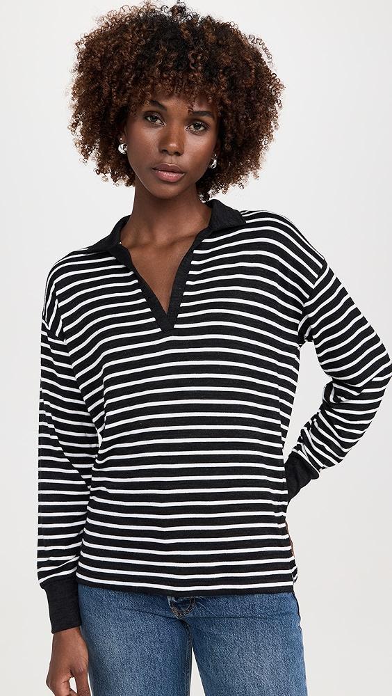 rag & bone The Knit Stripe Polo V Neck | Shopbop Product Image