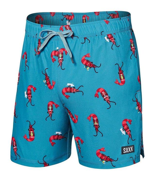 SAXX Oh Buoy Two-In-One Shrimp Print 5#double; Inseam Swim Trunks Product Image