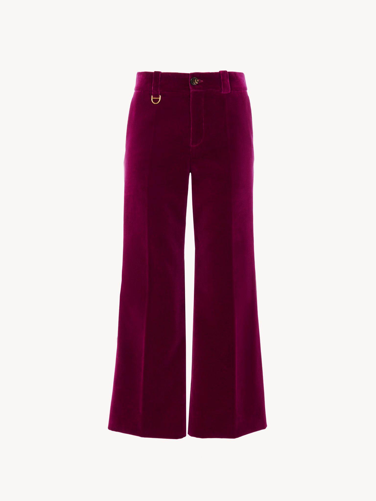 Cropped bootcut pants in velvet Product Image