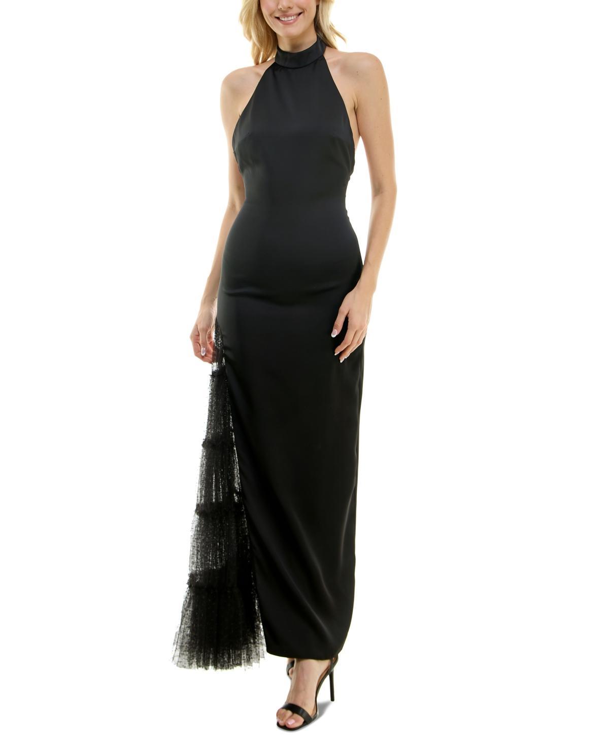 Women's Lace-Trim Halter Gown Product Image