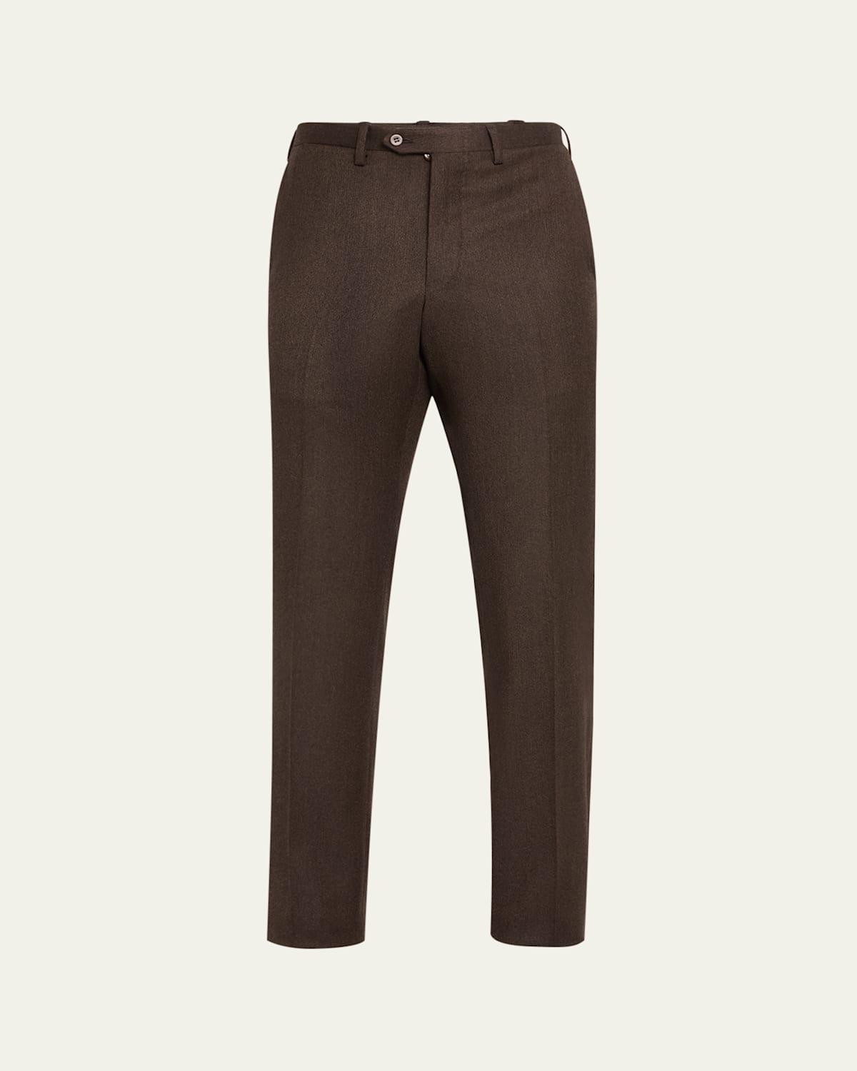 Mens Textured Brown Suit Trousers product image