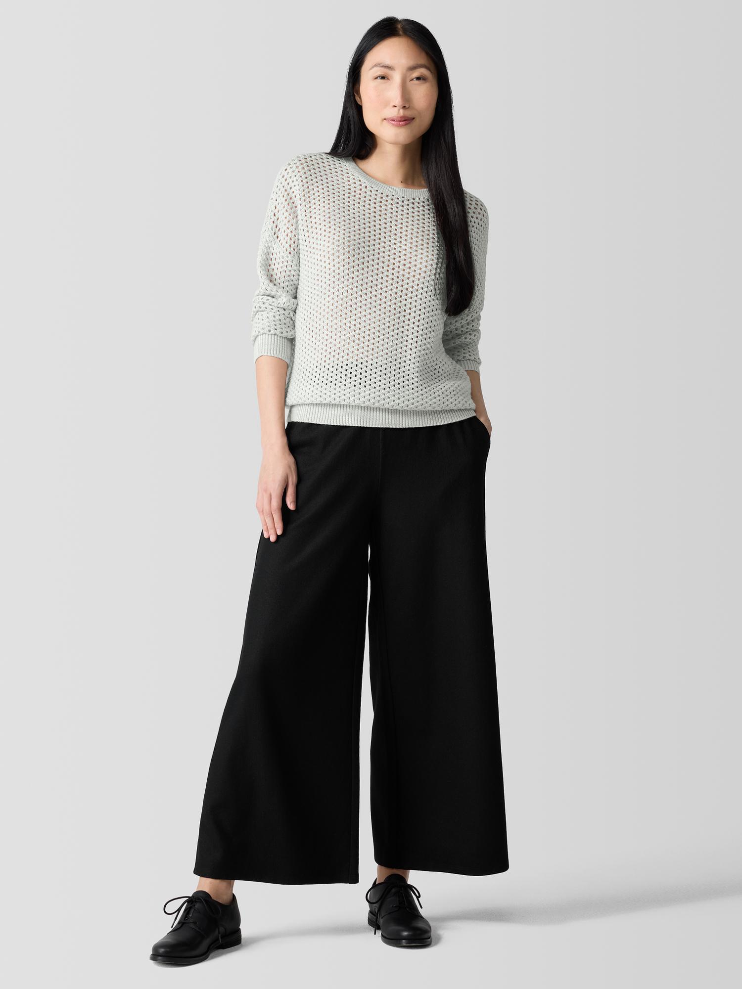 EILEEN FISHER Felted Wool Jersey Wide-Leg Pant in Regenerative Woolfemale Product Image