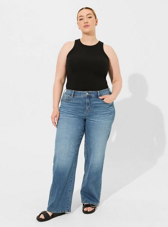 Wide-Leg Perfect Wide Leg Vintage Stretch Mid Rise Jeans Product Image