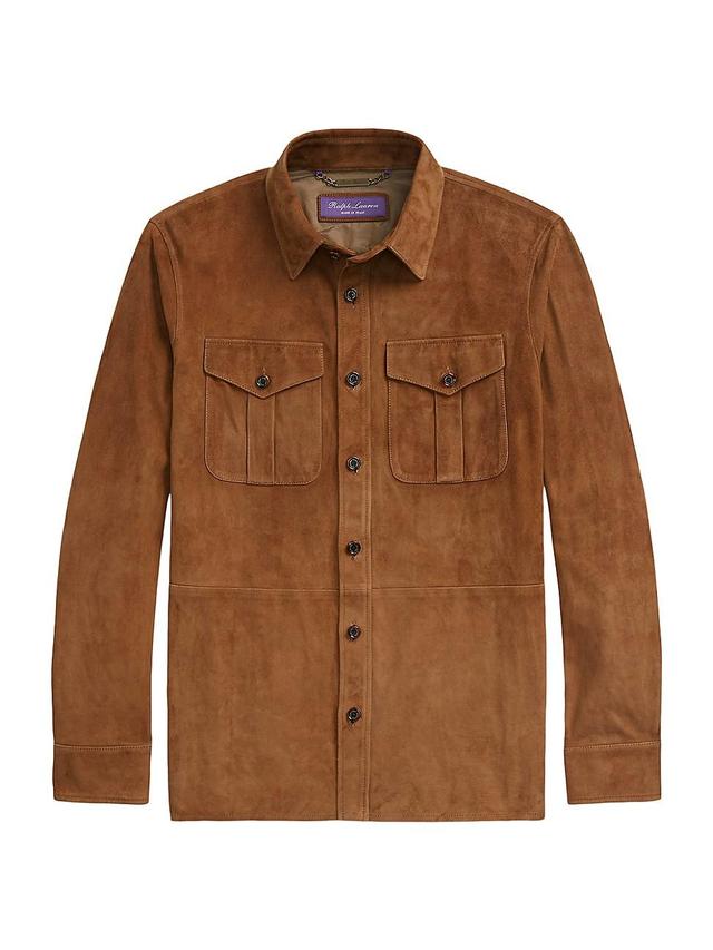 Mens Suede Button-Front Shirt Jacket Product Image