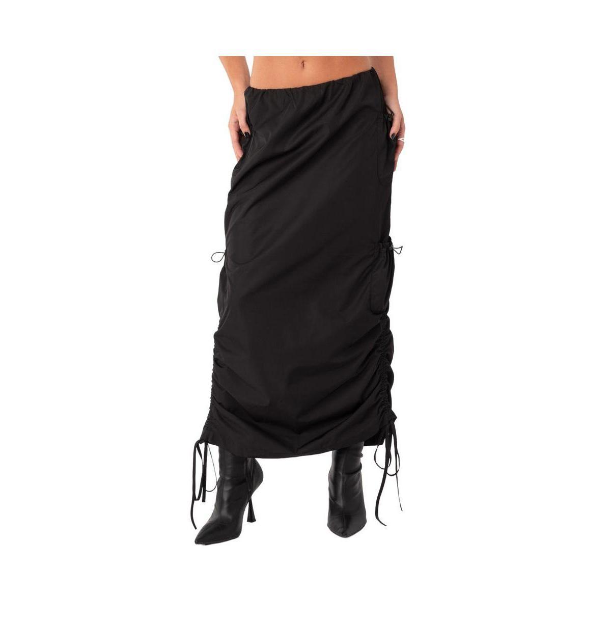 Womens Low Waist Nylon Maxi Skirt With Gathering On The Sides Product Image