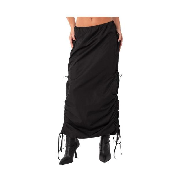 EDIKTED Nylon Cargo Maxi Skirt in Black at Nordstrom, Size Medium Product Image