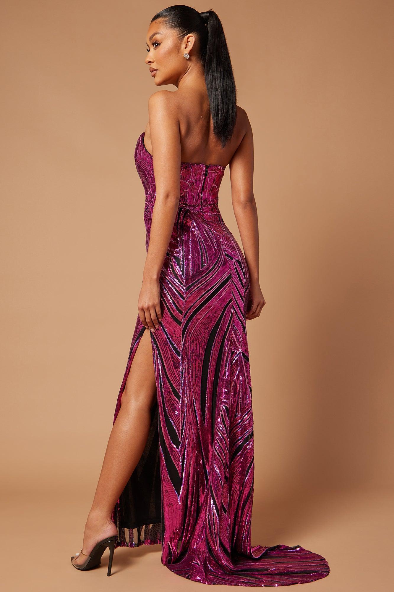 Madelyn Sequin Gown - Magenta Product Image