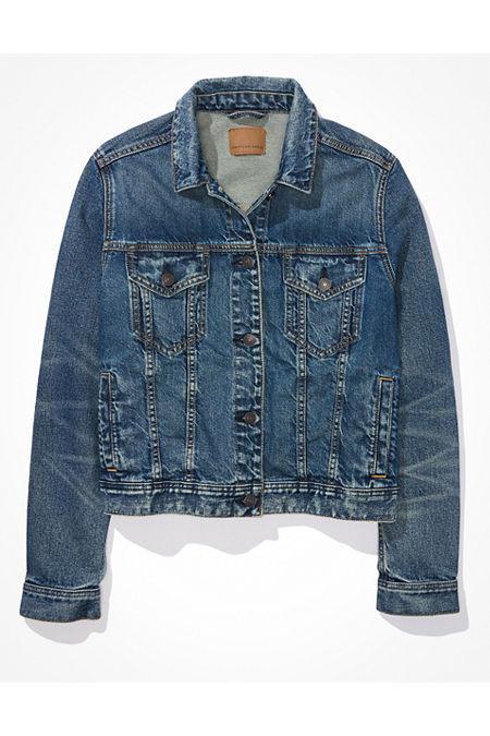 AE Strigid Classic Denim Jacket Womens Dark Wash XXL Product Image