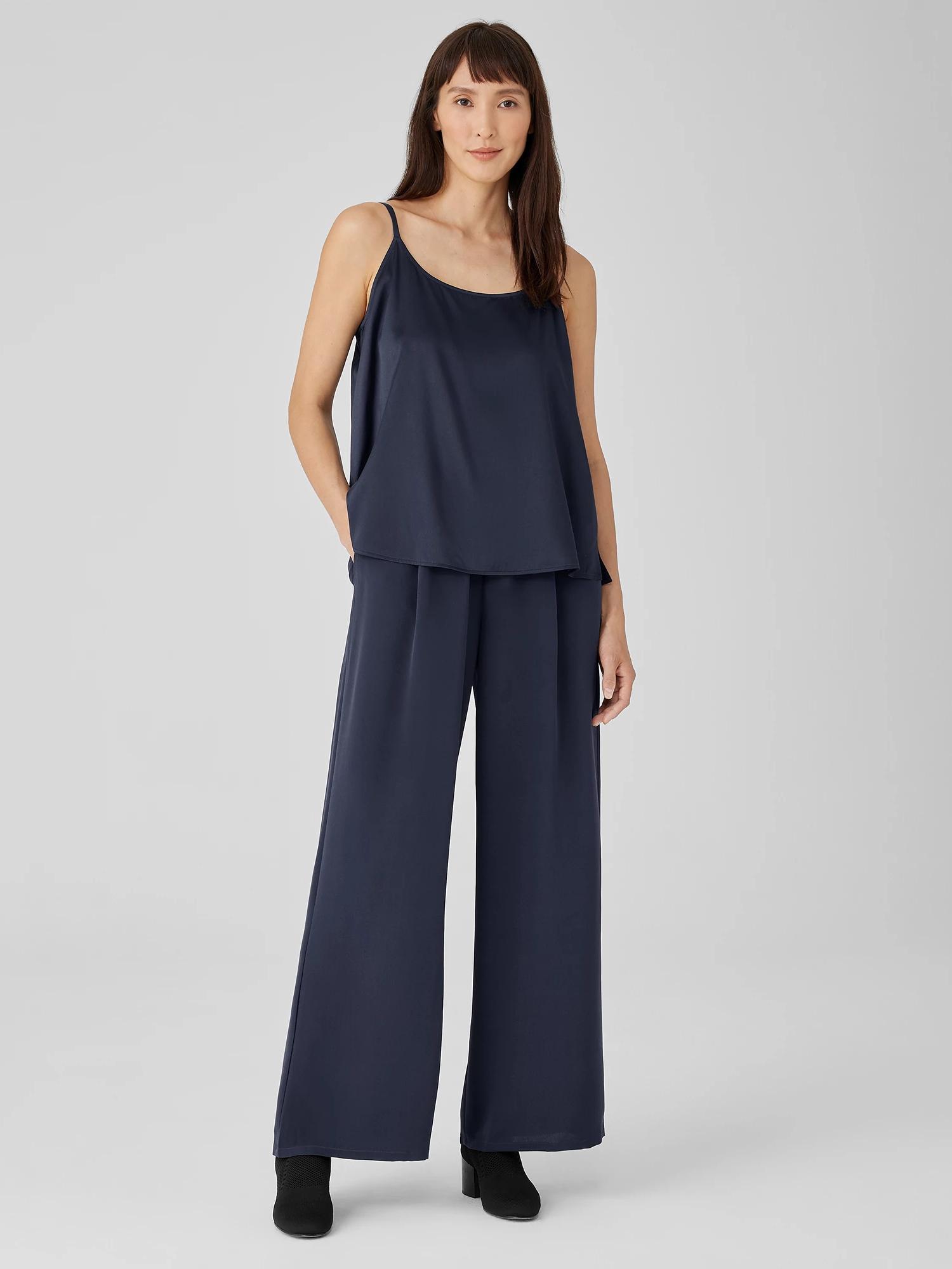 EILEEN FISHER Silk Double Crepe Wide-Leg Pantfemale Product Image