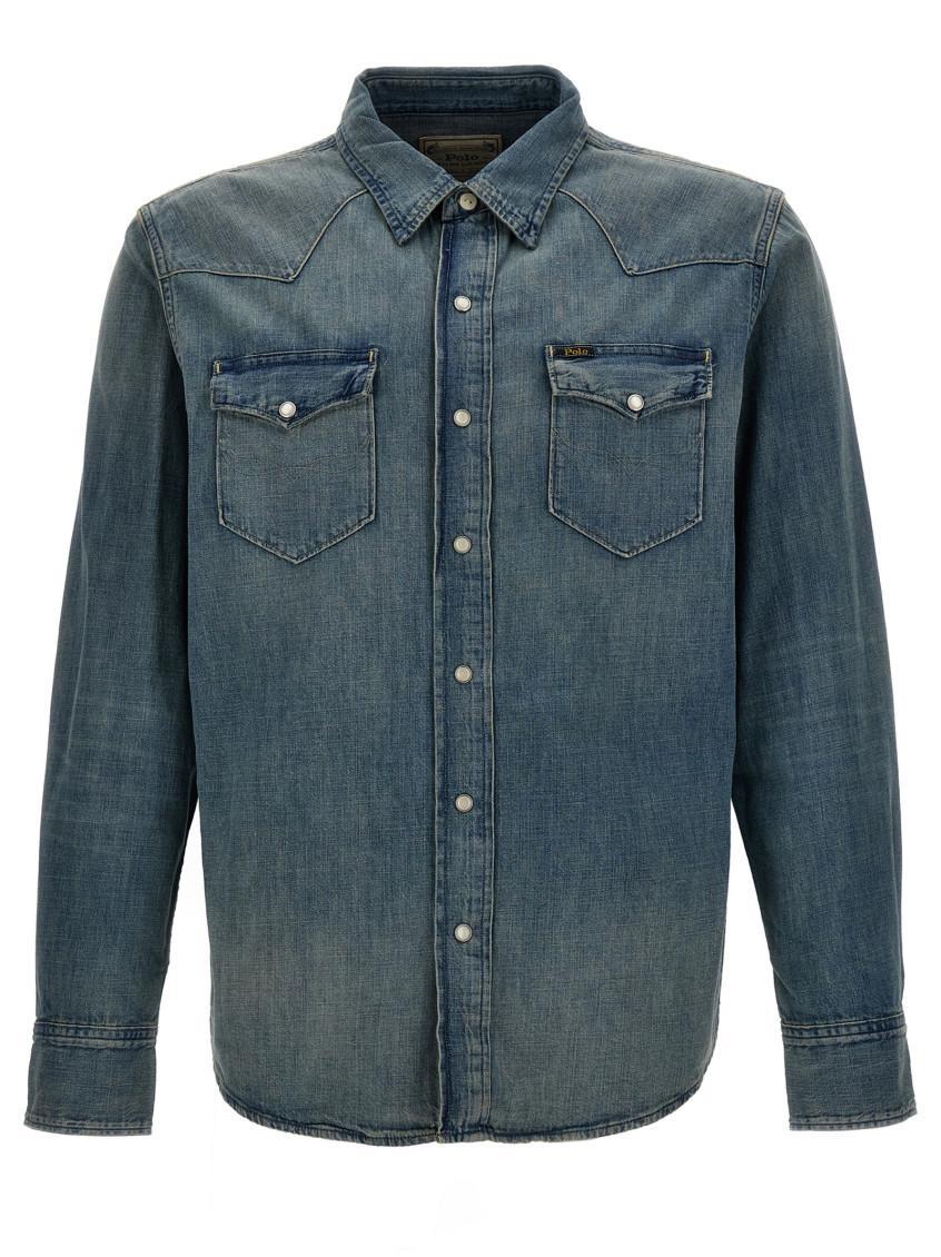 POLO RALPH LAUREN Western Style Denim Shirt In Blue Product Image