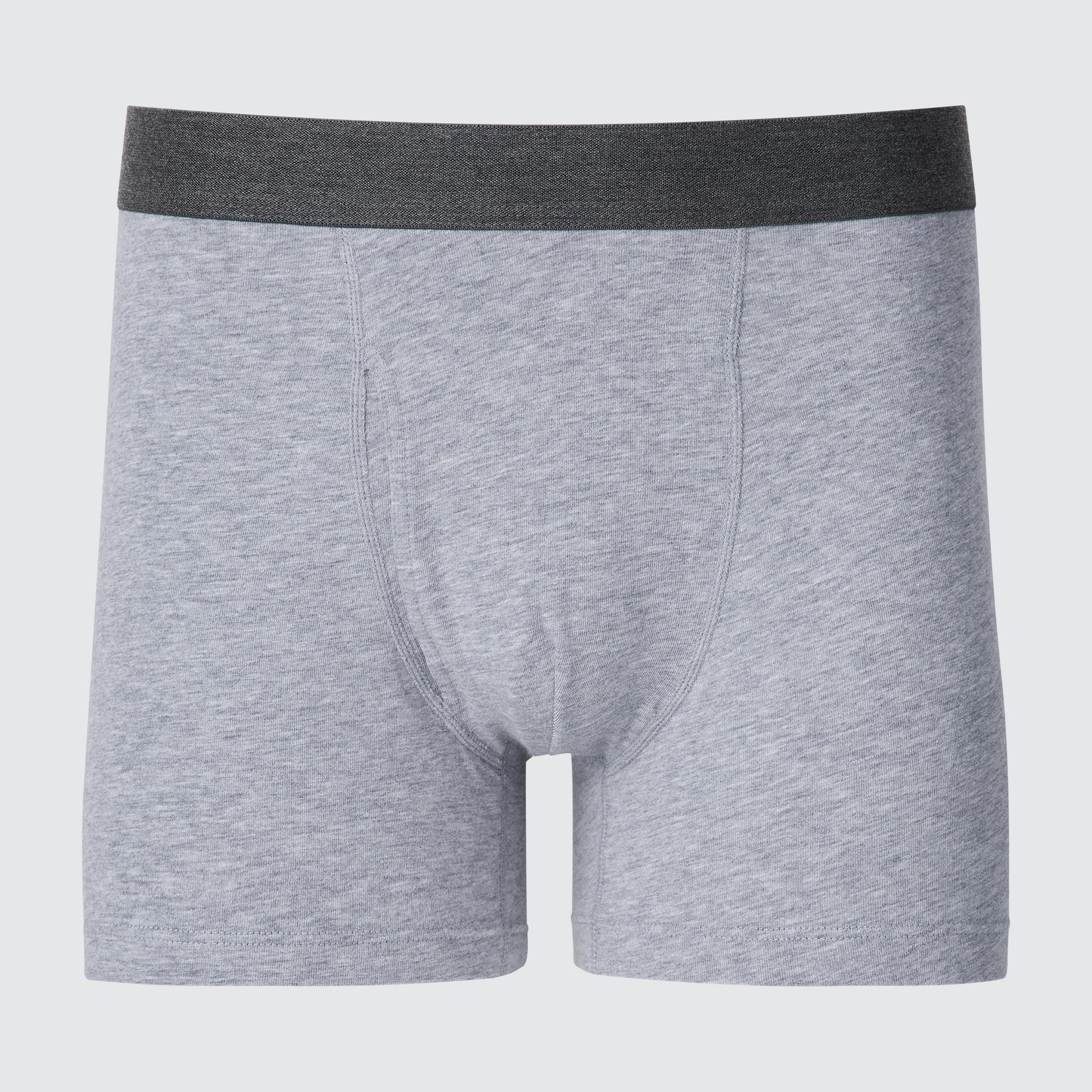 Mens Cotton Boxer Briefs with Deodorizing Gray Small UNIQLO US Product Image