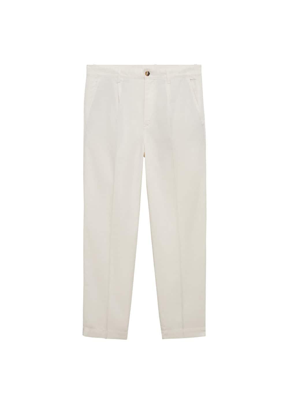 MANGO MAN - Cotton lyocell pleated pants off whiteMen Product Image