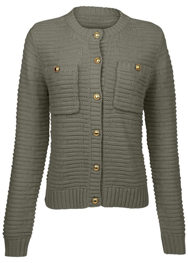 Button Detail Cardigan - Olive Product Image