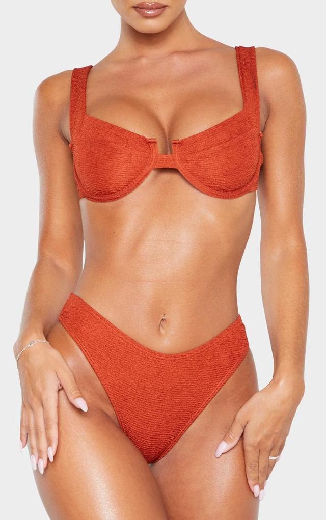 Brown Mini Crinkle Cheeky Bum Bikini Bottom Product Image