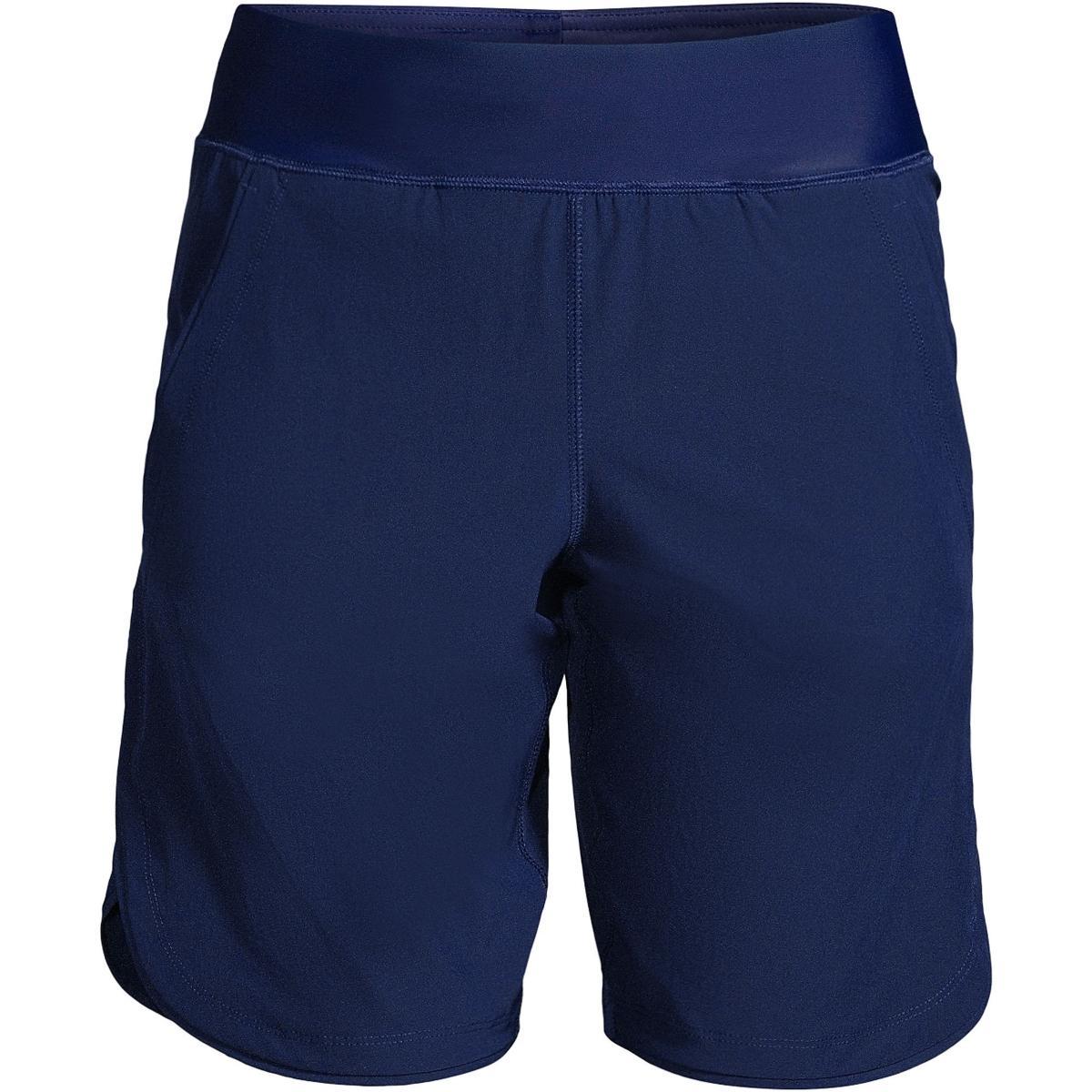 Womens Lands End 9 Quick Dry Elastic Waist Board Shorts Swim Cover-up Blue Product Image