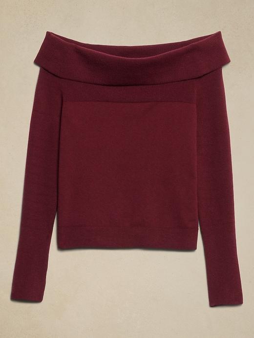 Off -The-Shoulder Pullover Sweater Product Image