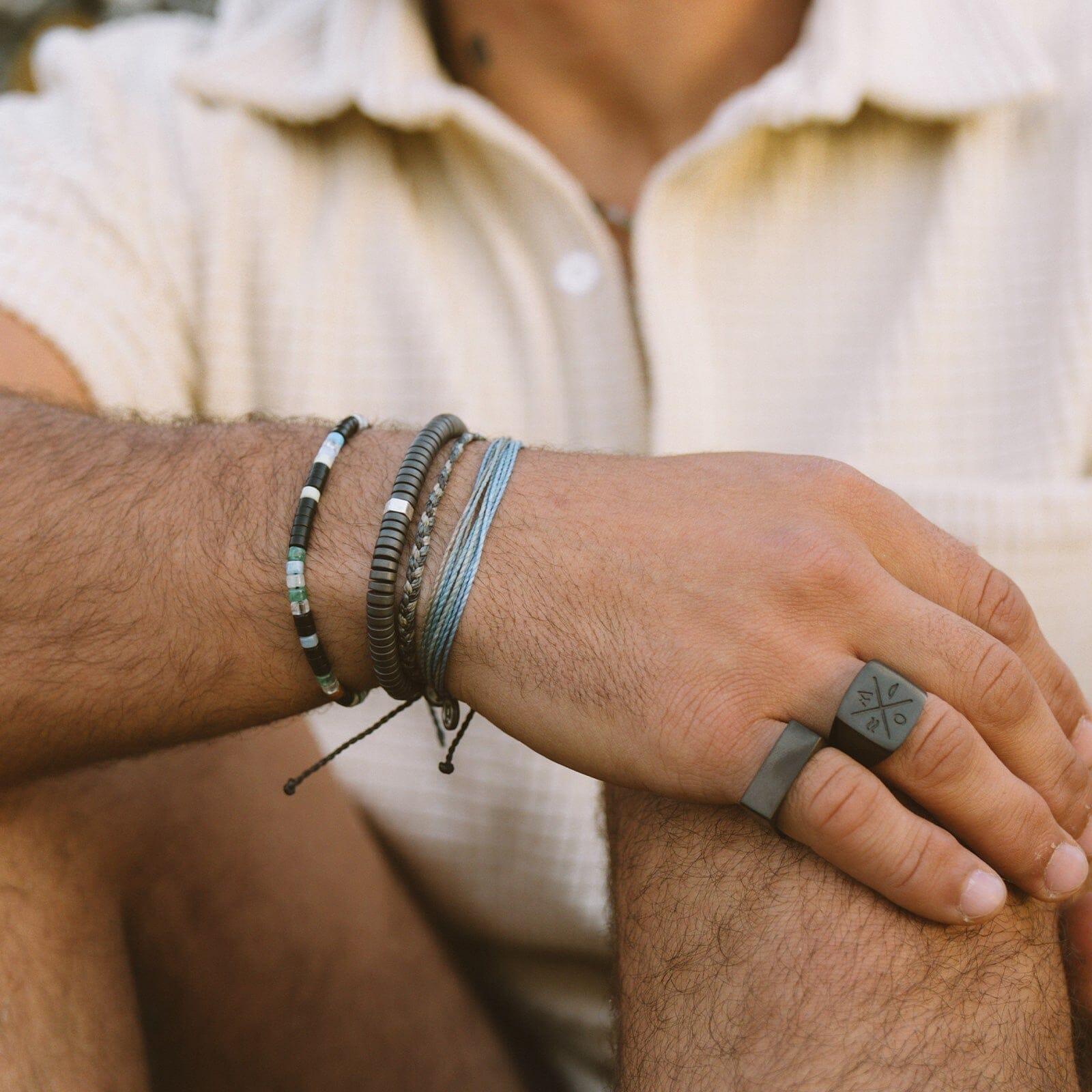 Men's Coated Hematite Stretch Bracelet Product Image