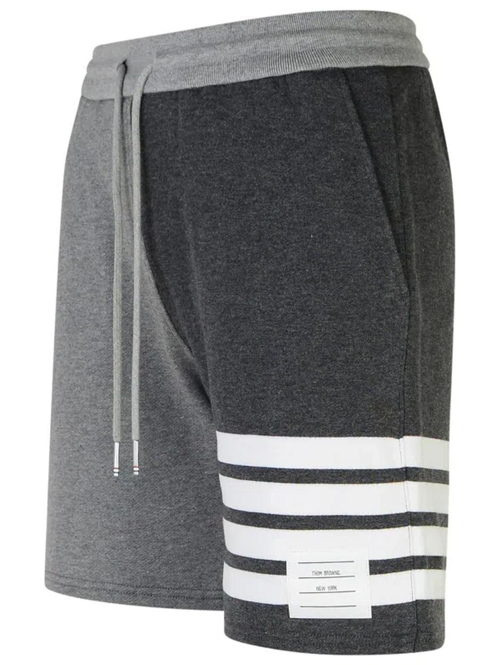 '4 Bar' Grey Cotton Shorts Product Image