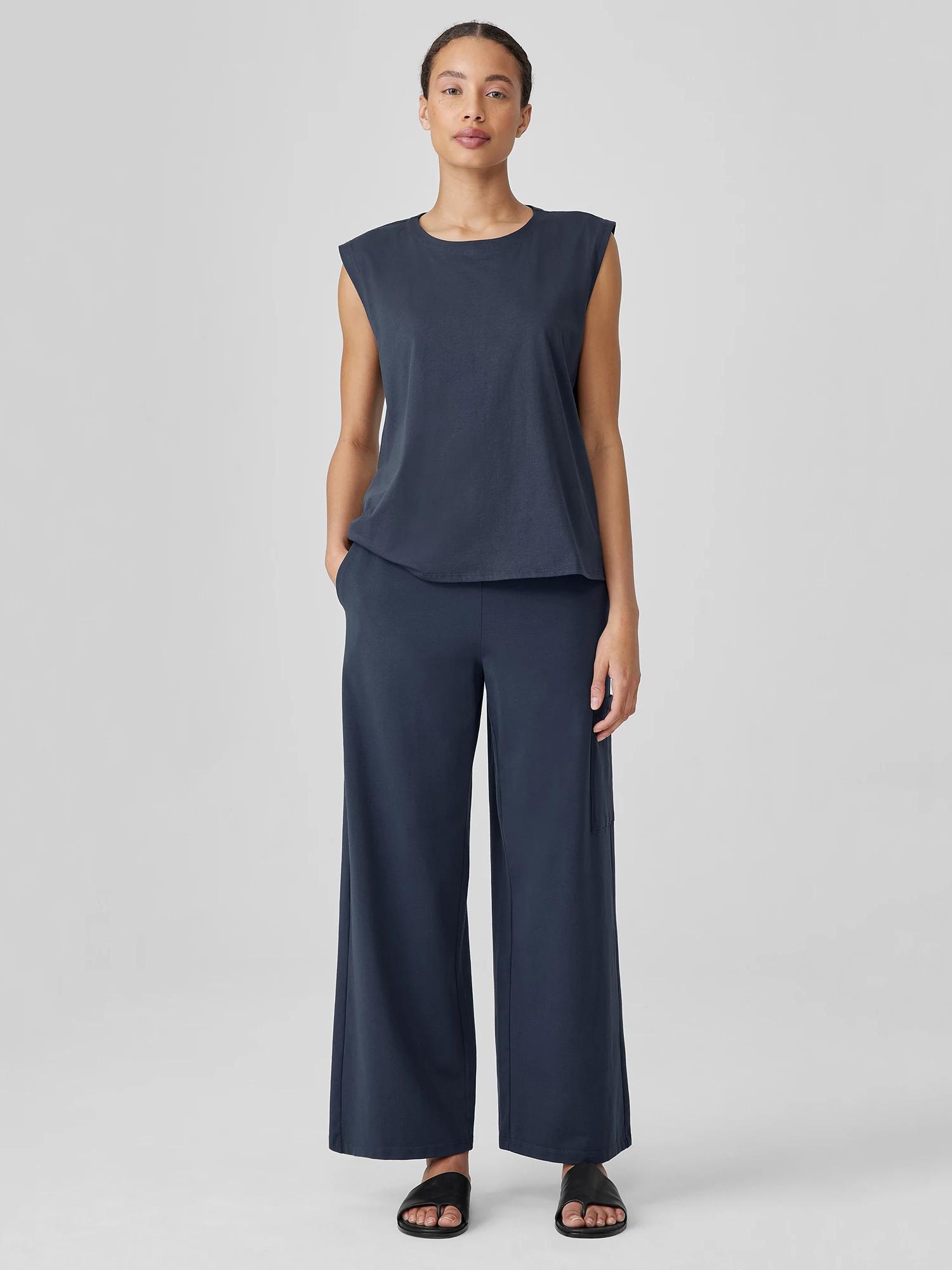 EILEEN FISHER Pima Cotton Stretch Jersey Wide-Leg Pant With Pocketsfemale Product Image