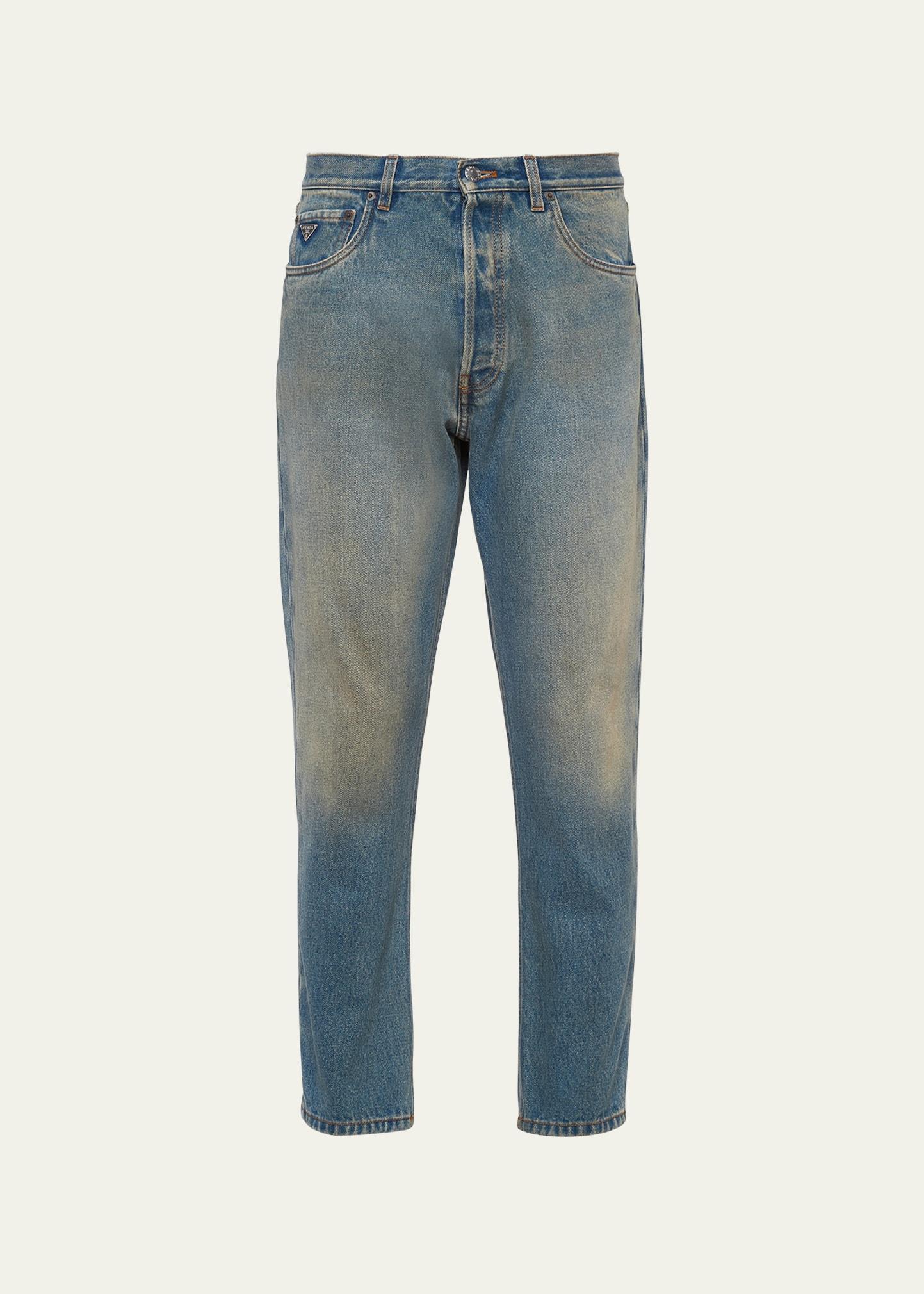 Mens Light Treated Denim Jeans Product Image