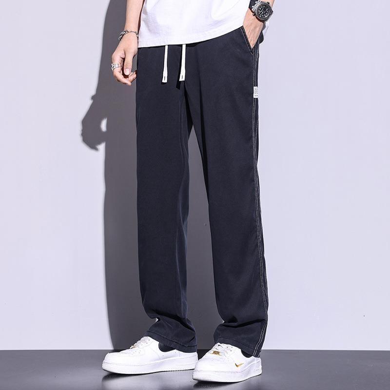 Drawstring Waist Washed Straight Leg Jeans Product Image