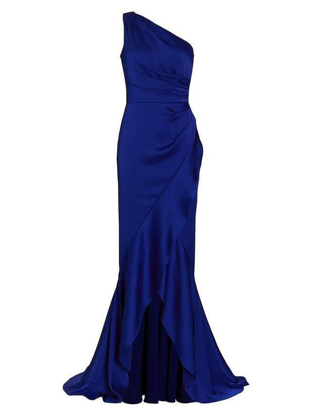 Womens Asymmetric Hammered Satin Gown Product Image