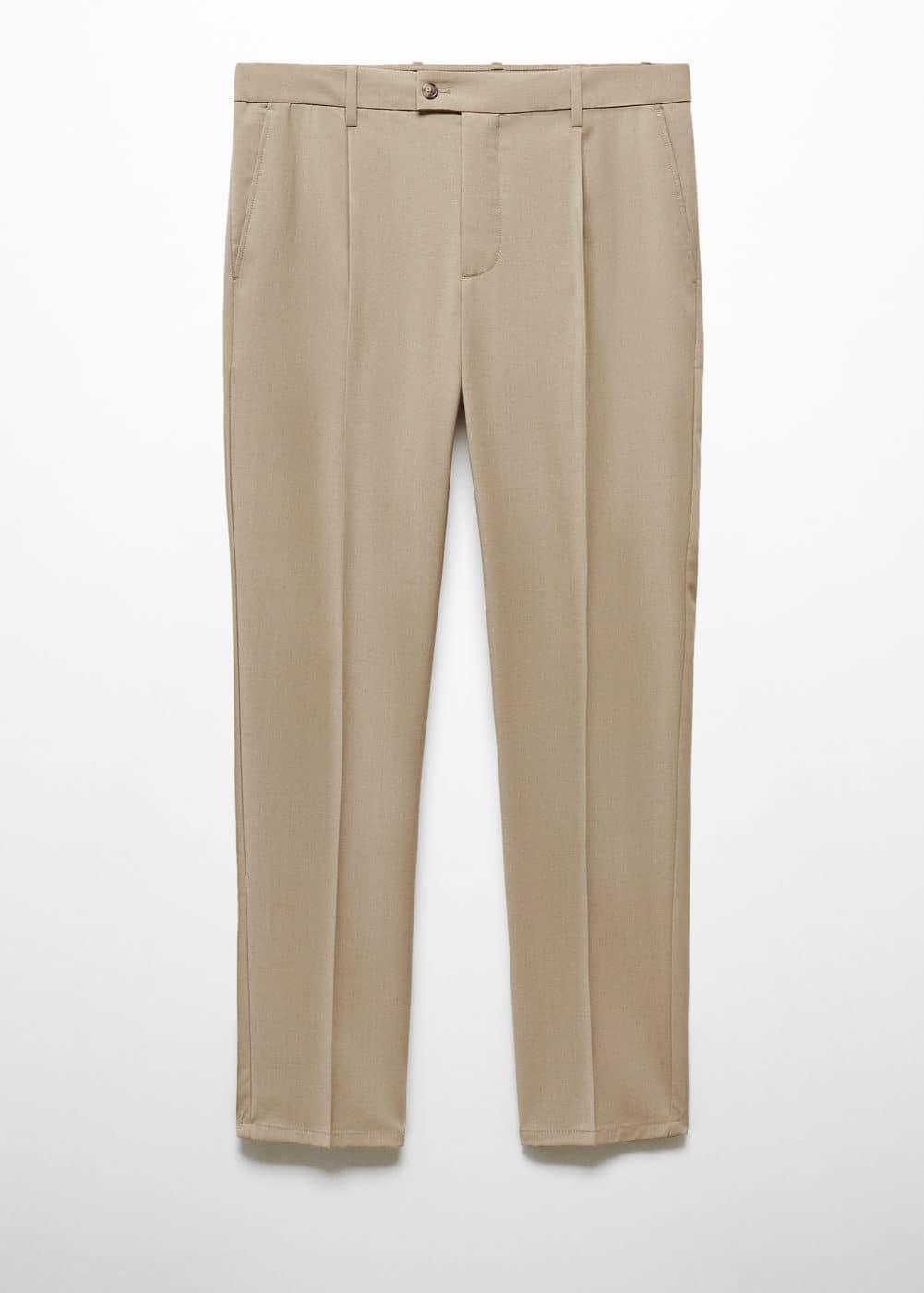 MANGO MAN - Pleat detail wool pants beigeMen Product Image