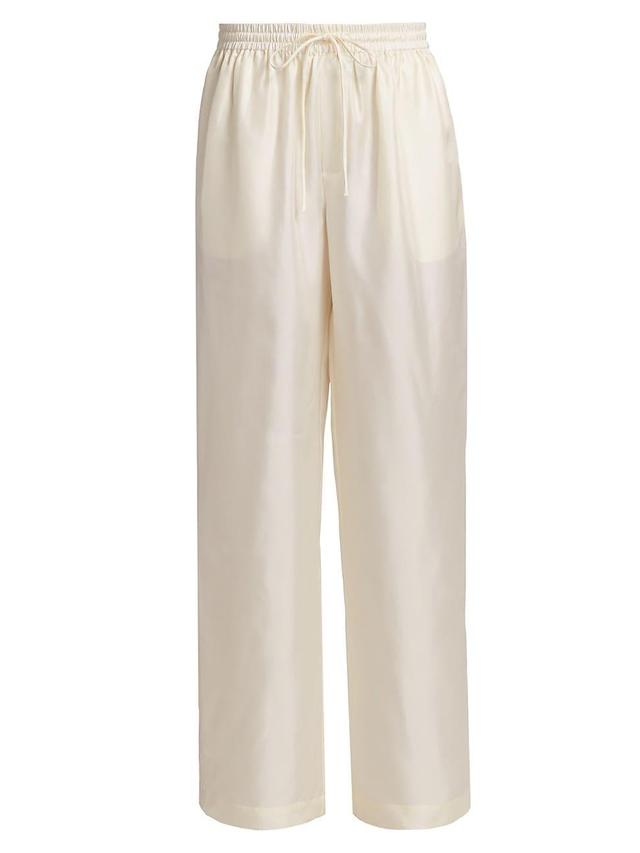 Womens Wide-Leg Silk Trousers Product Image