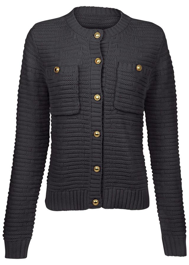 Button Detail Cardigan - Black Product Image