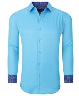 Mens Solid Slim Fit Wrinkle Free Stretch Dress Shirt Product Image