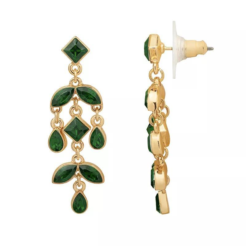 Emberly Gold Tone Chandelier Earrings, Womens, Green Product Image