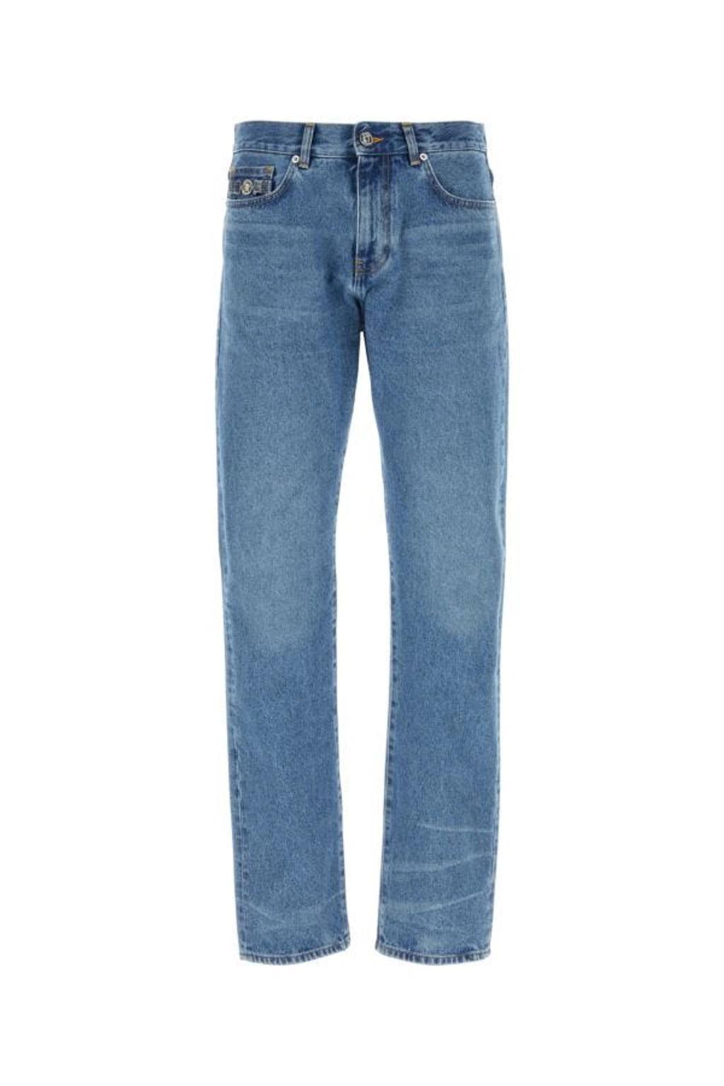 Cotton Denim Jeans In Blue Product Image