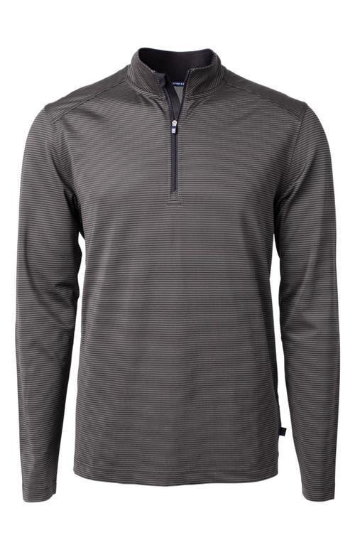 Cutter  Buck Virtue Eco Pique Micro Stripe Mens Quarter Zip Shirt Product Image