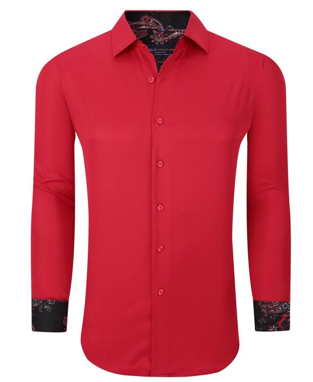 Mens Solid Slim Fit Wrinkle Free Stretch Dress Shirt Product Image