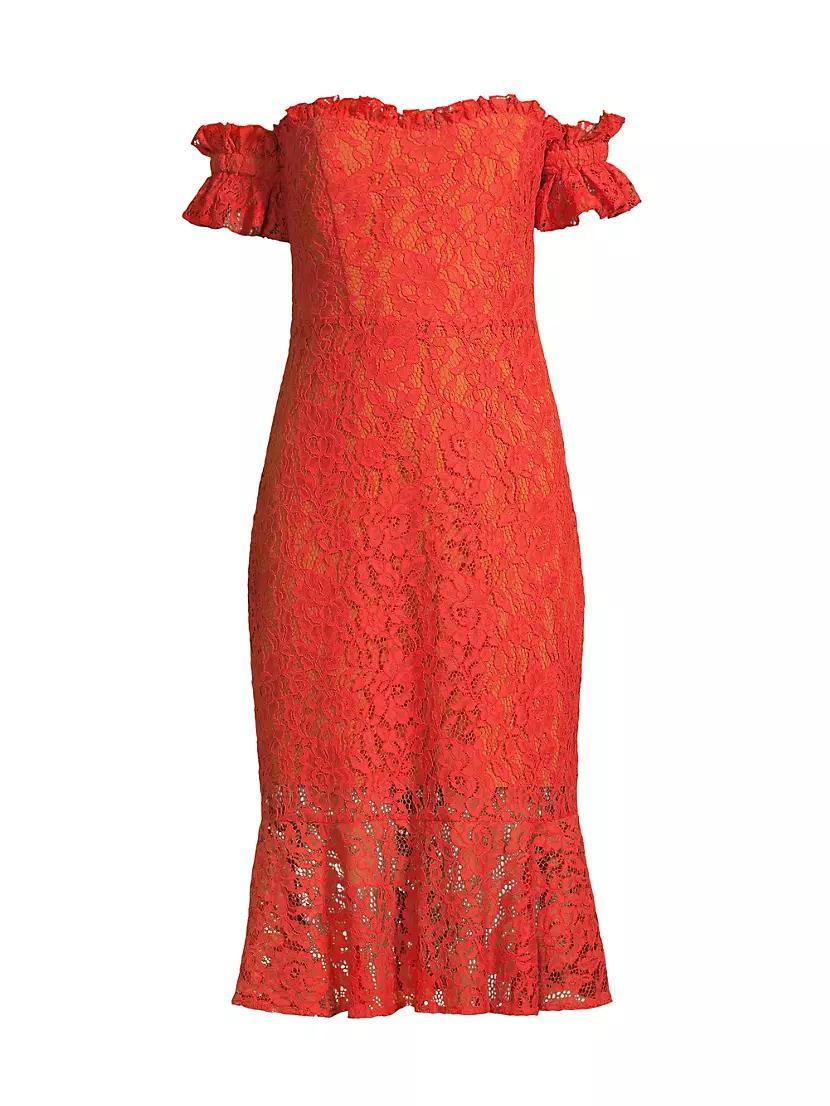 Off-The-Shoulder Lace Midi-Dress product image